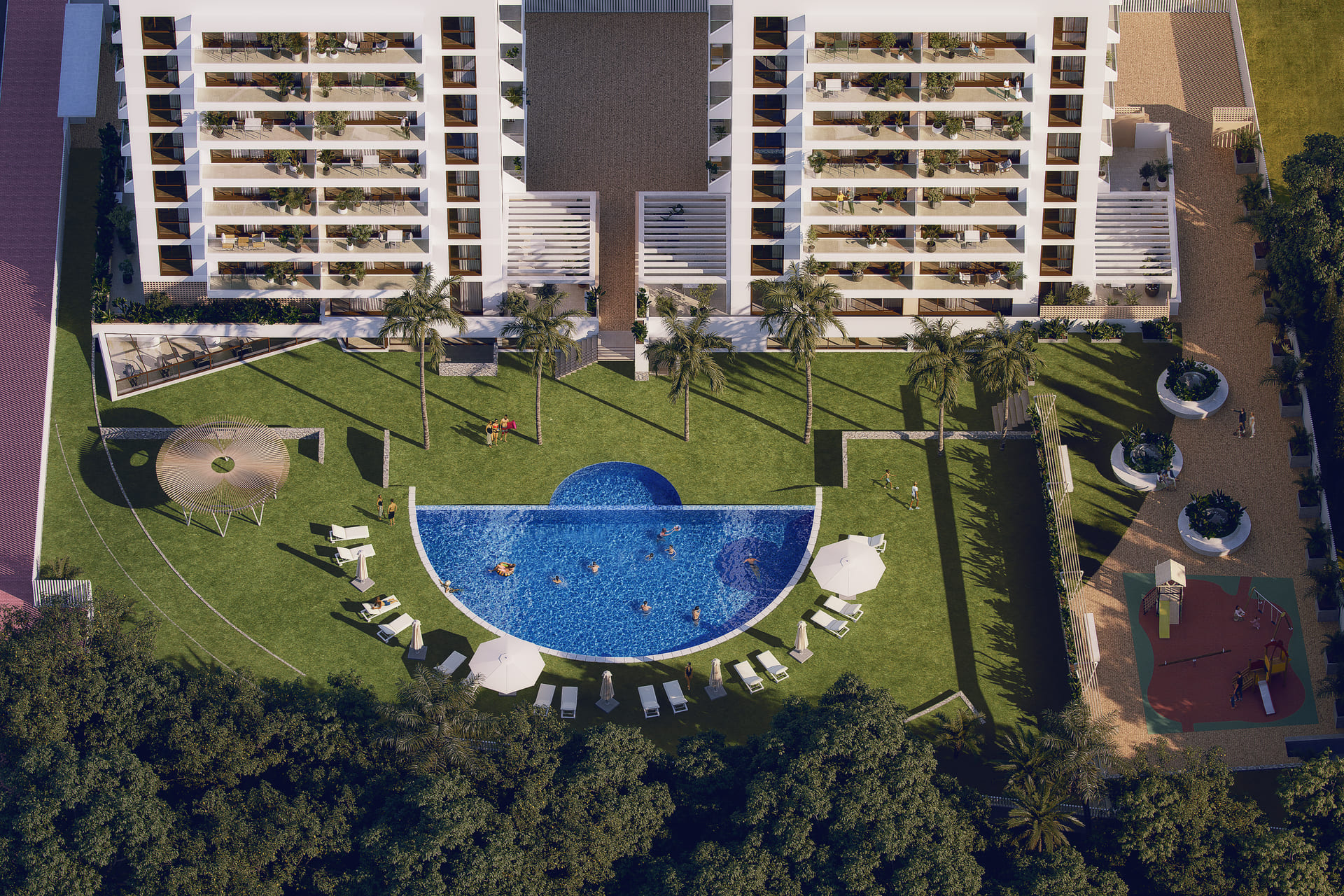 Pool area in penthouse for sale in Guardamar del Segura