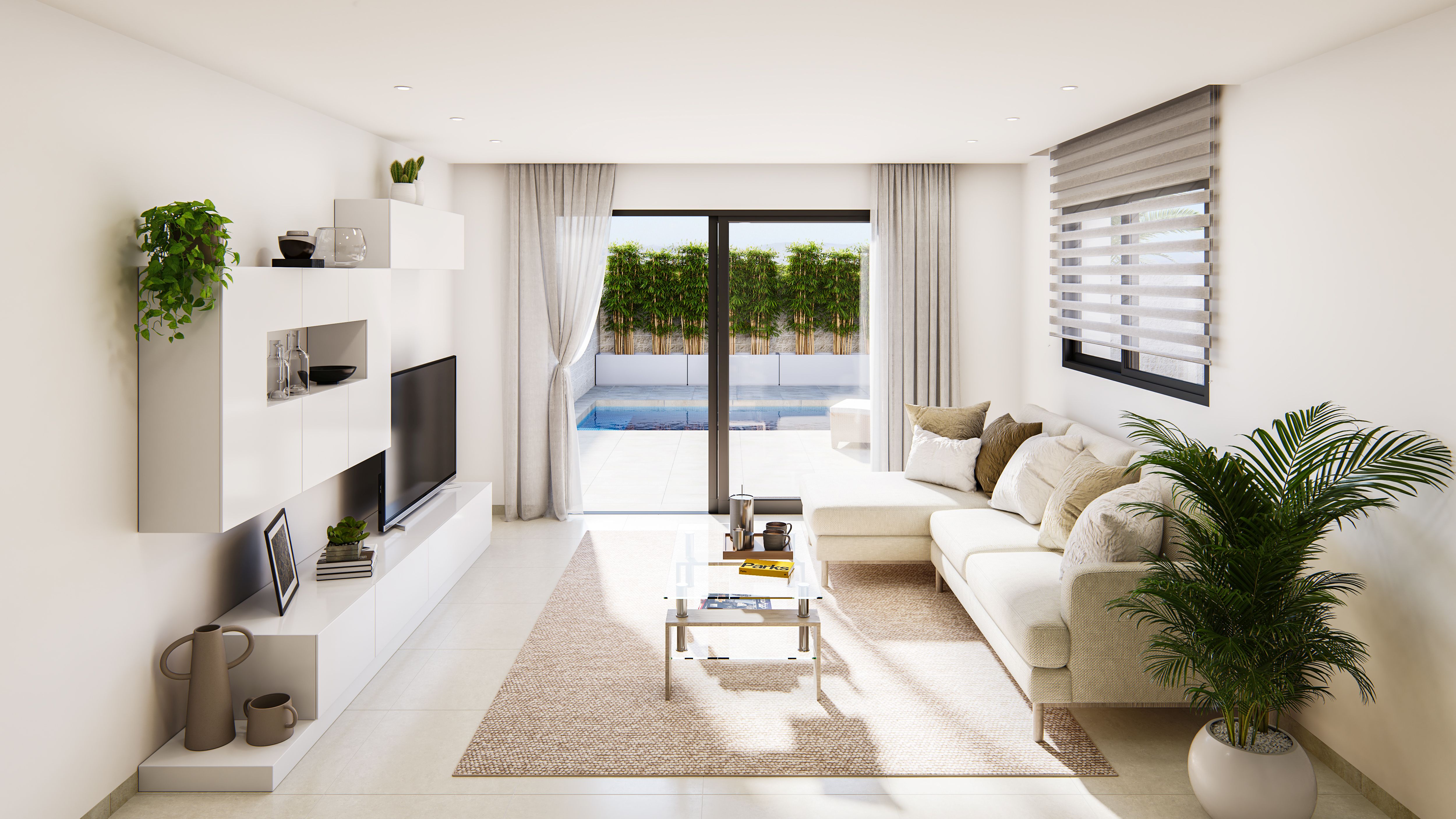Pool area in villa for sale in San Fulgencio